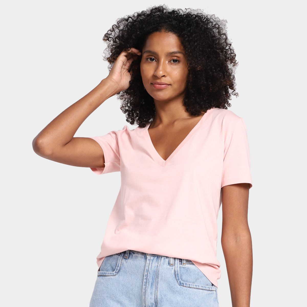 Camiseta Hering Gola V Lisa Feminina