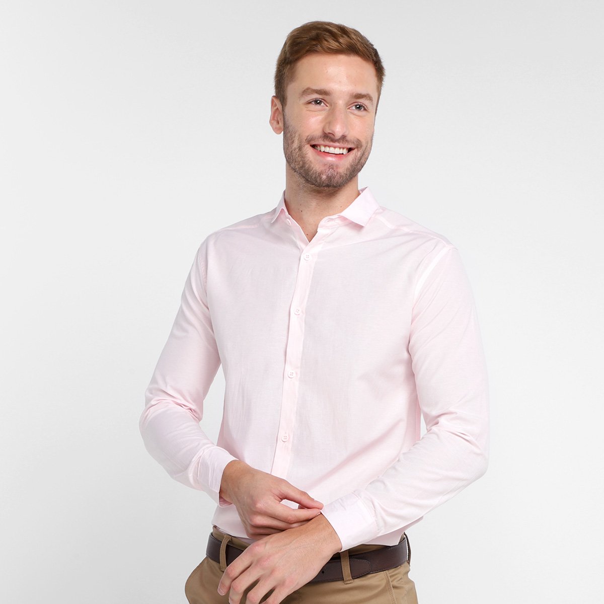 Camisa Social Milano Manga Longa Lisa Masculina