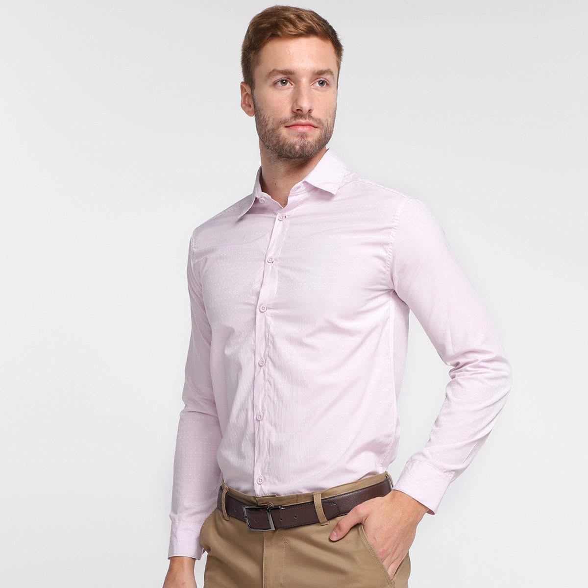 Camisa Social Milano Manga Longa Lisa Masculina