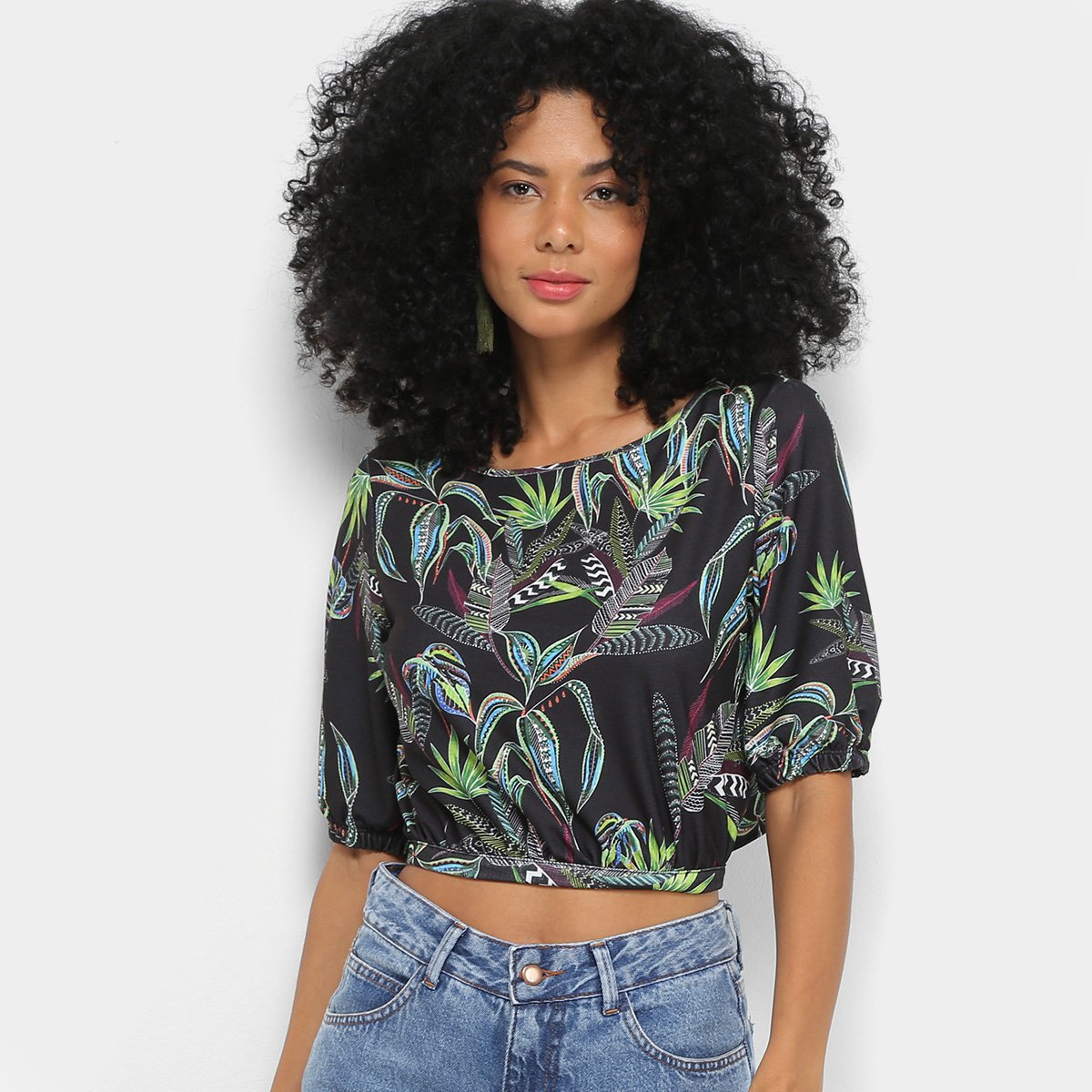 Blusa Coca-Cola Estampada Folhagem Feminina