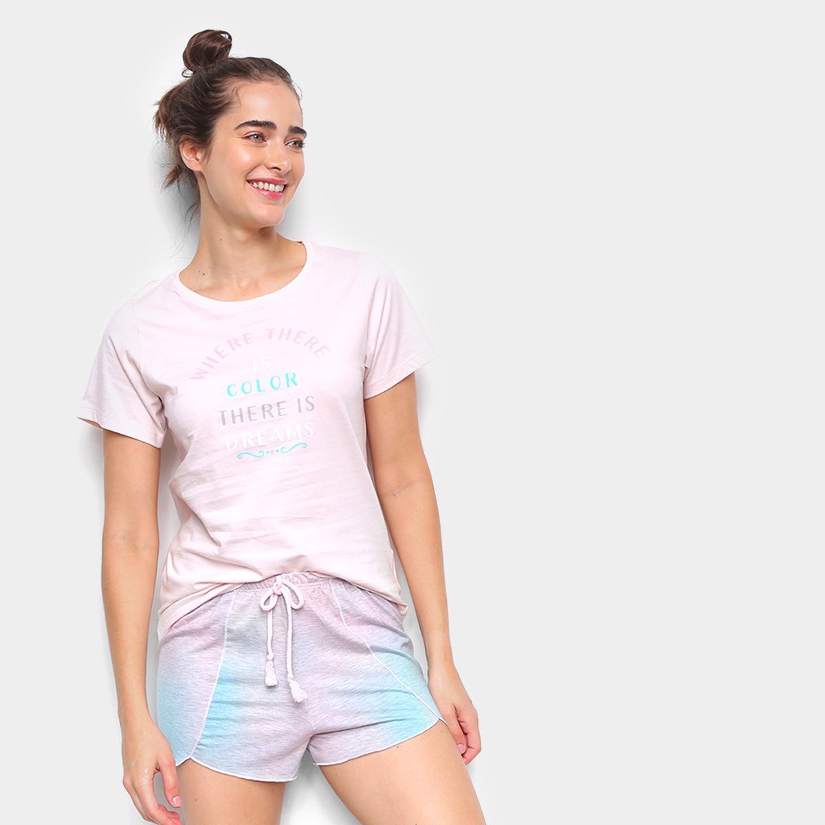 Pijama Short Doll Cor com Amor Color Dreams Feminino
