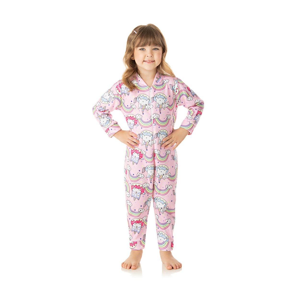 Pijama Macacão Bebê Duzizo Soft Estampado Feminino