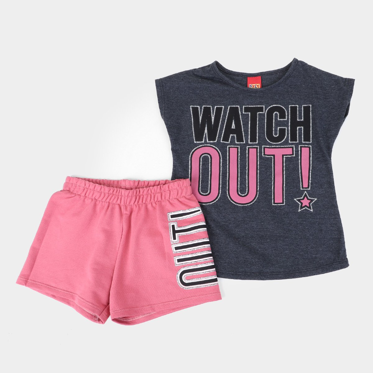 Conjunto Infantil Kyly Blusa+Shorts Moletom Watch Out!Feminino