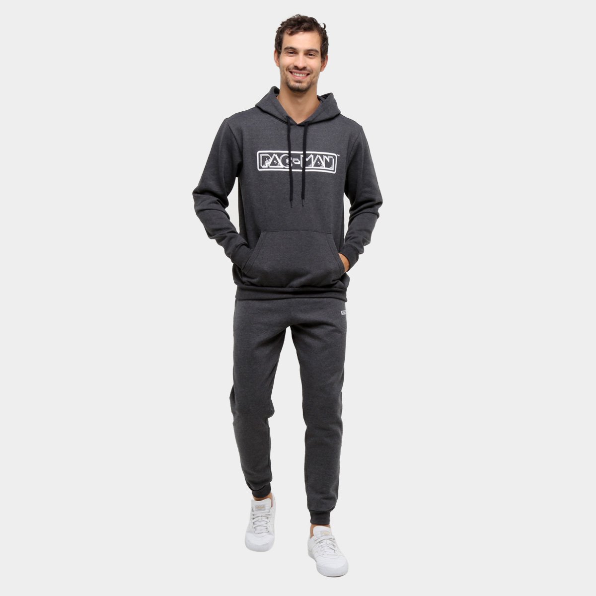 Agasalho Moletom Pacman Blusa e Calça Logo Capuz Masculino