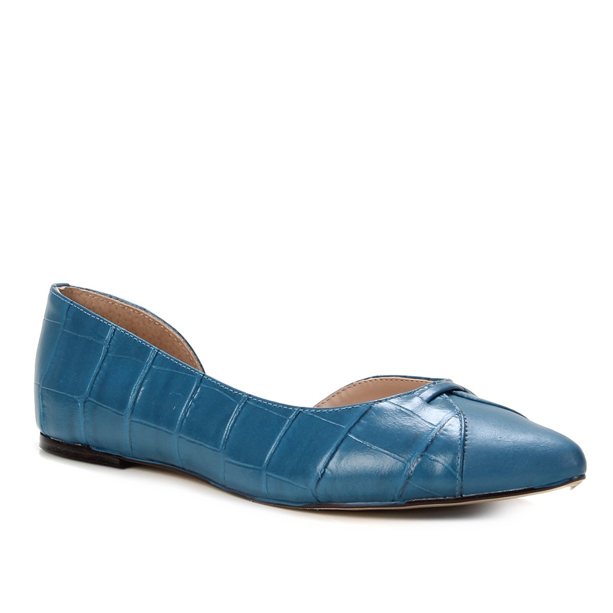 Sapatilha Couro Shoestock Croco Recorte Feminina