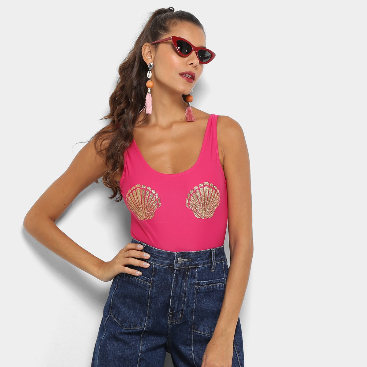 Body Clássico JKM Concha com Glitter