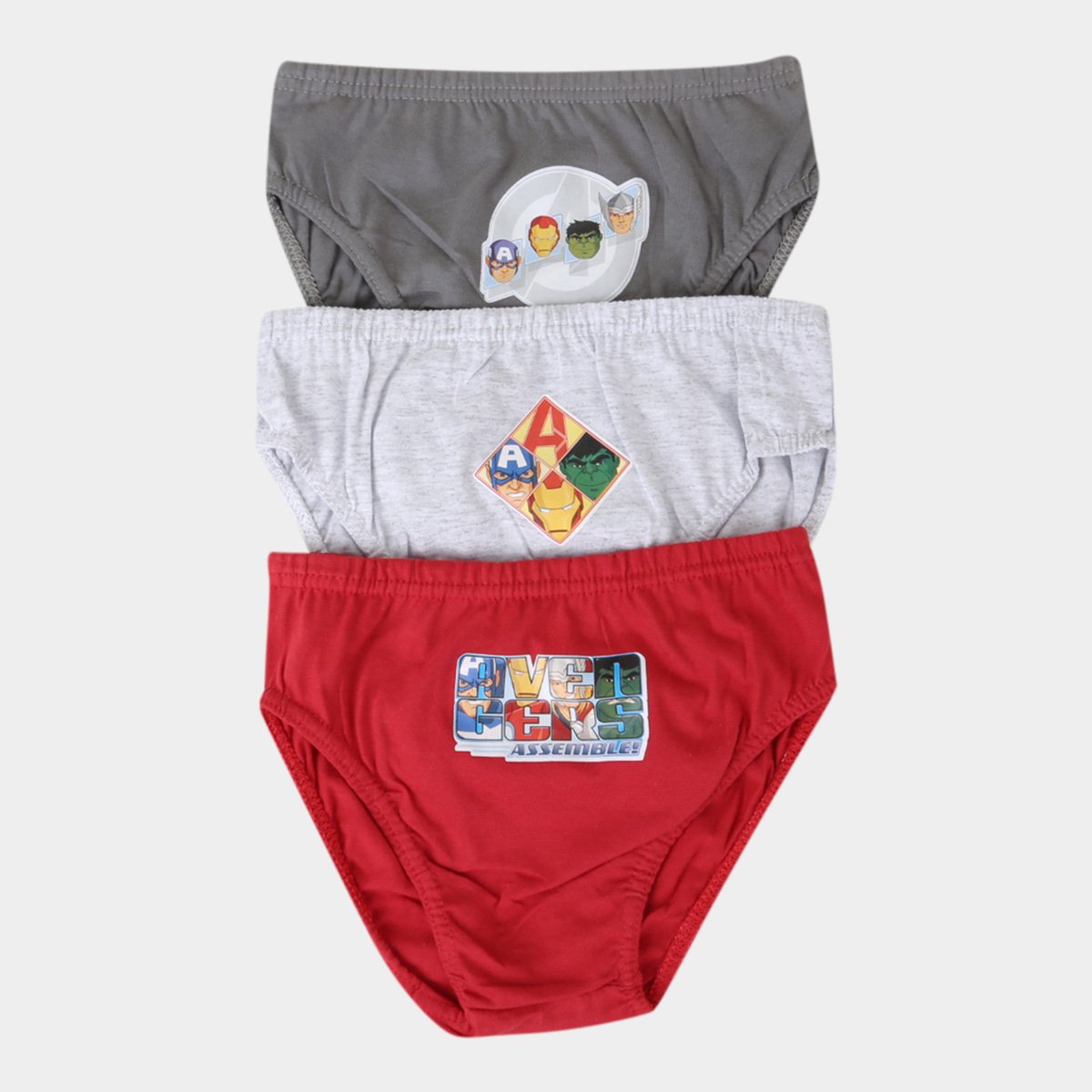 Kit Cueca Infantil Evanilda Avengers Marvel 3 Peças