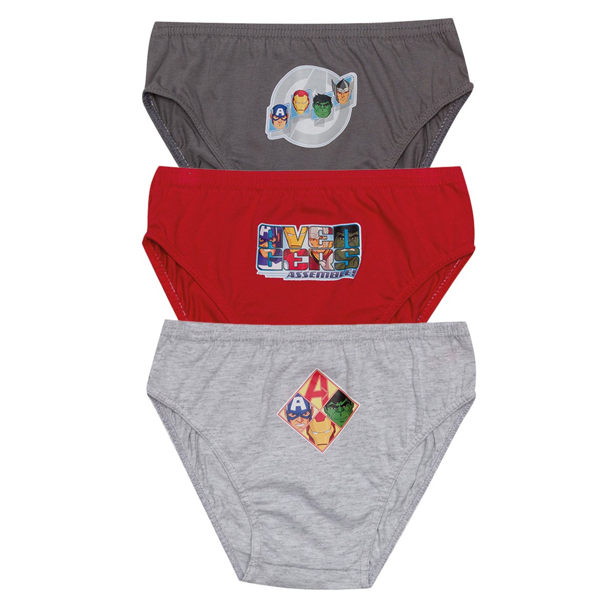 Kit Cueca Slip Infantil Evanilda Vingadores C/ 3 Peças