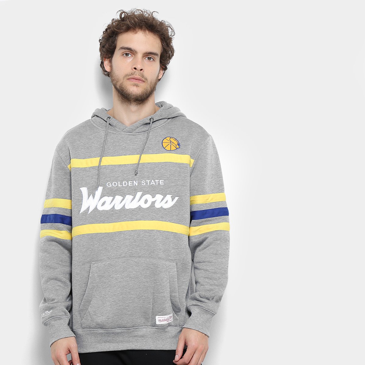 Moletom Golden State Warriors Mitchell & Ness NBA Canguru Masculino