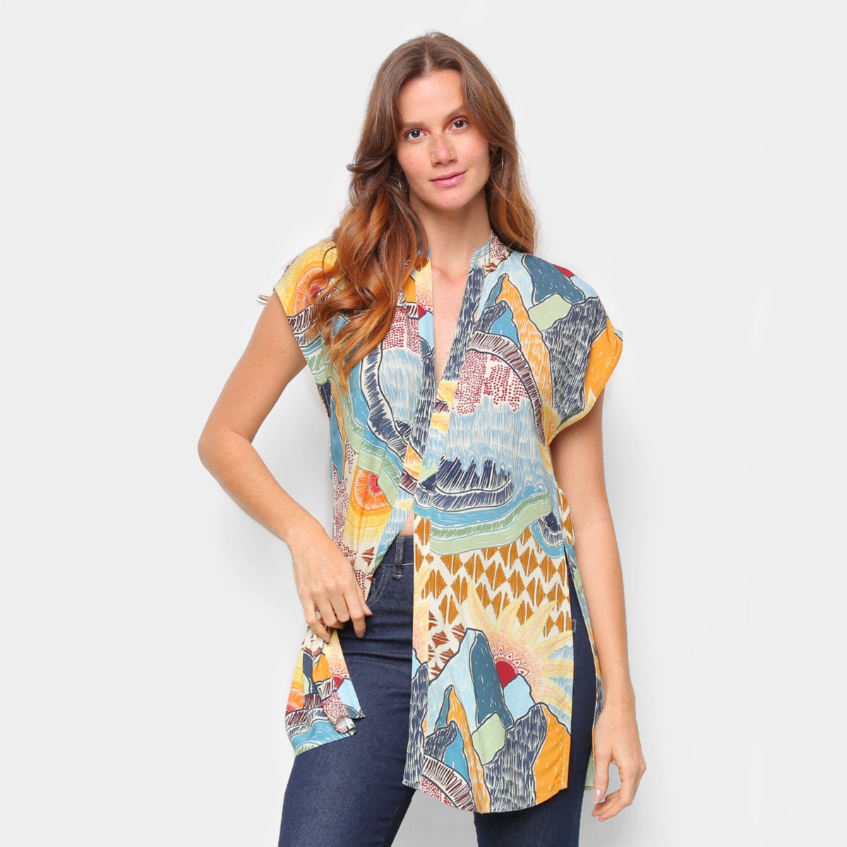 Blusa Cantão Longa Fendas Est Mantiqueira Feminina