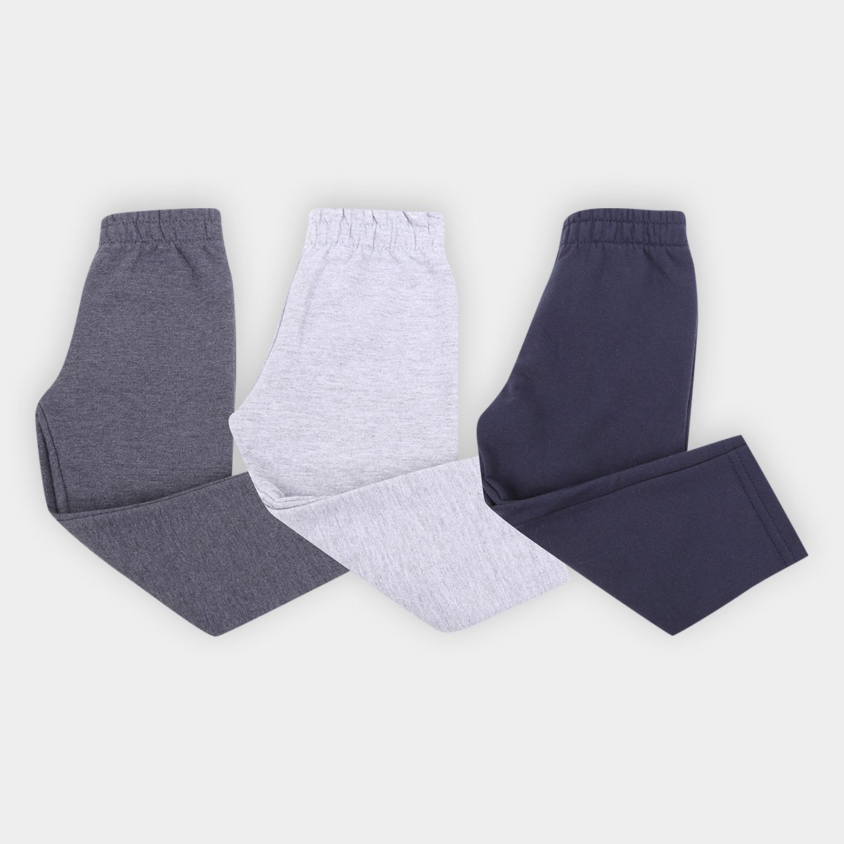 Kit Calça Moletom Bebê Kyly Peluciado Sem Punho Masculina 3 Peças