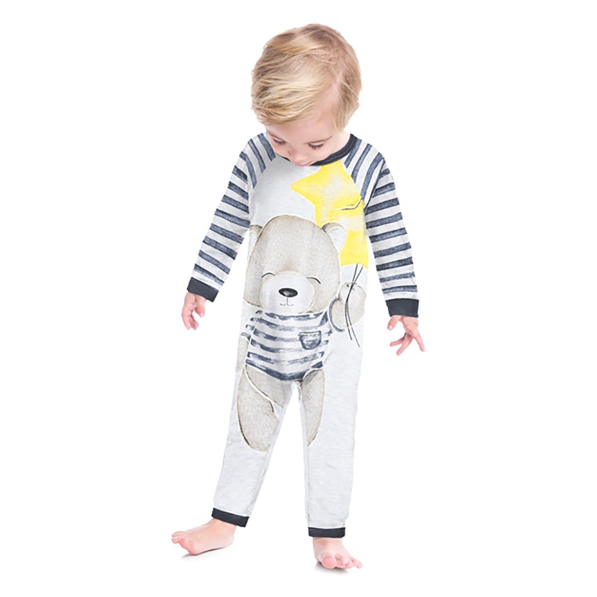 Pijama Macacão Bebê Kyly Ursinho Brilha no Escuro