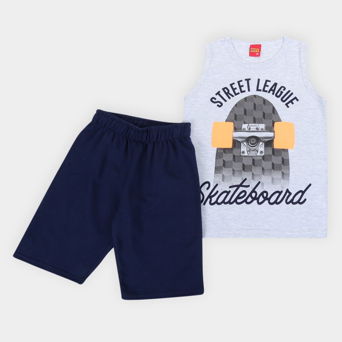 Conjunto Infantil Kyly Regata E Bermuda Moletom Skateboard Masculino