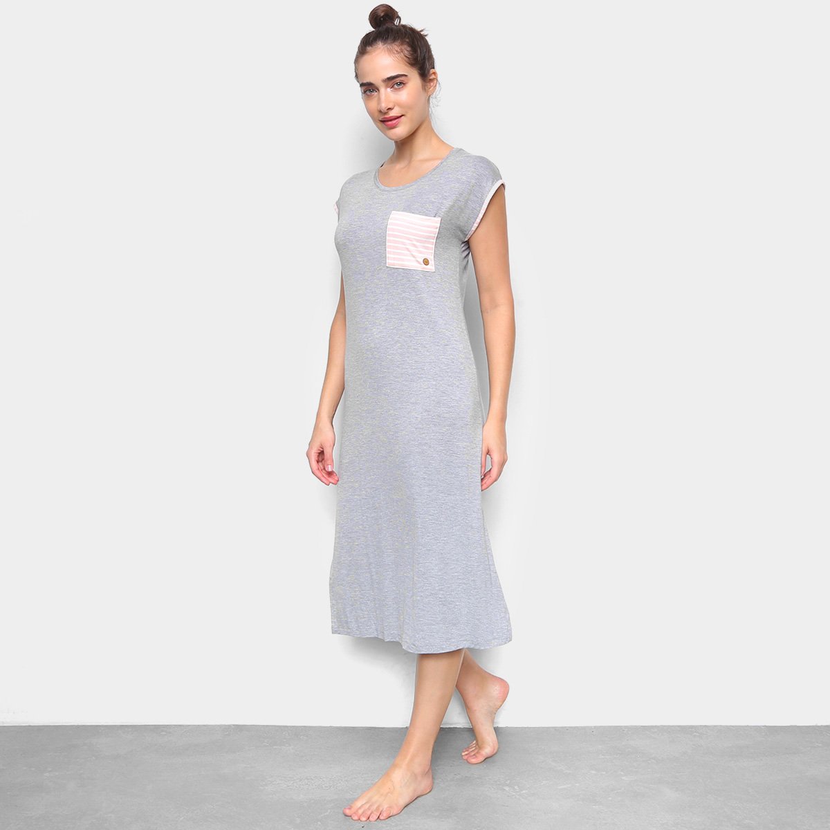 Camisola Cor Com Amor Dress Midi Manga Curta