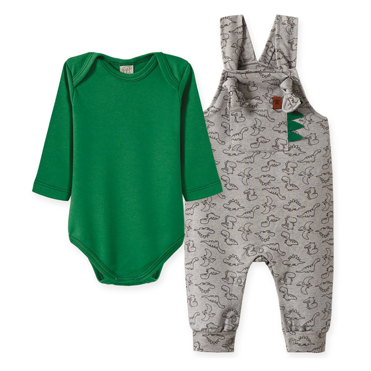 Conjunto Macacão Bebê Pingo Lelê Dinossauros + Body Masculino