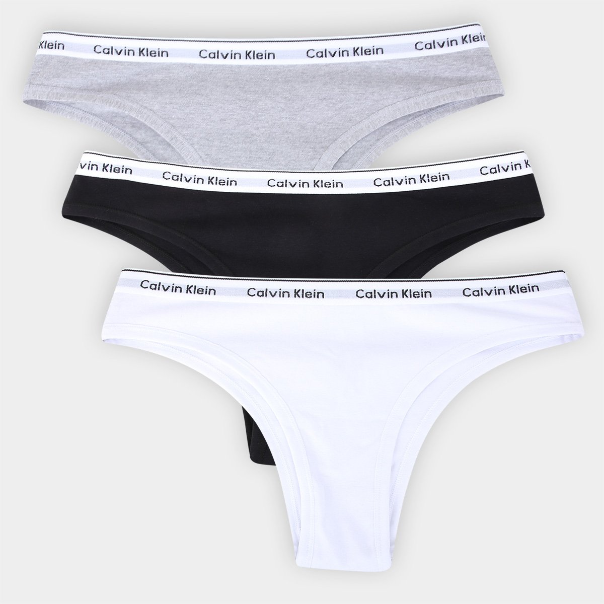 Kit Calcinha Tanga Calvin Klein Mini Modern Feminina - 3 Peças