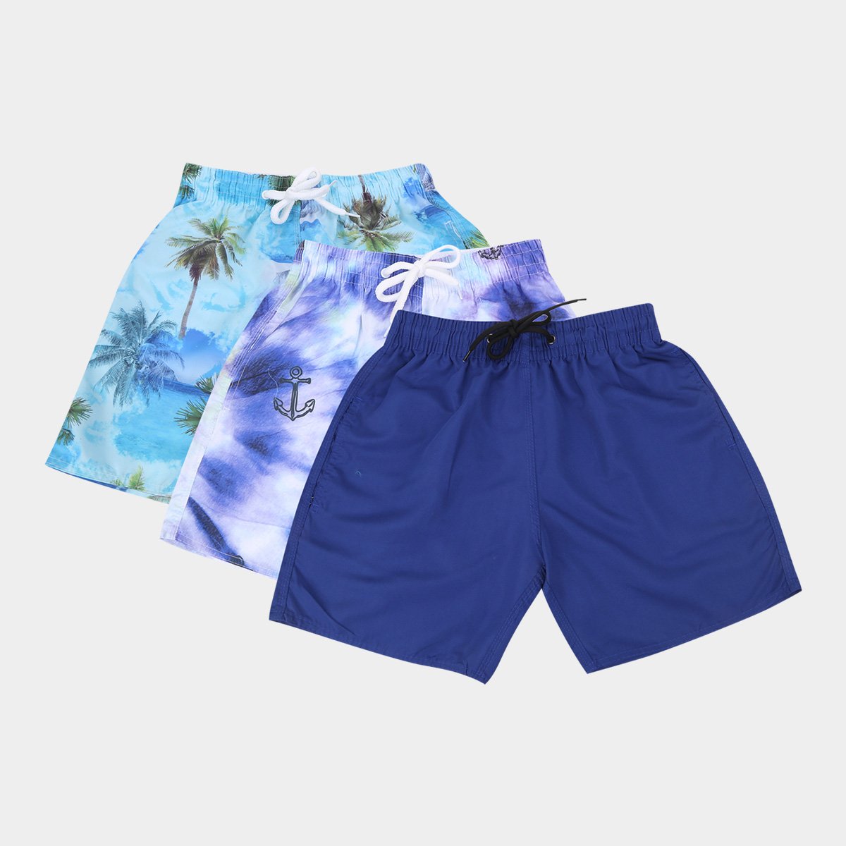 Kit Shorts Wall Estampado Com 3 Peças Masculino