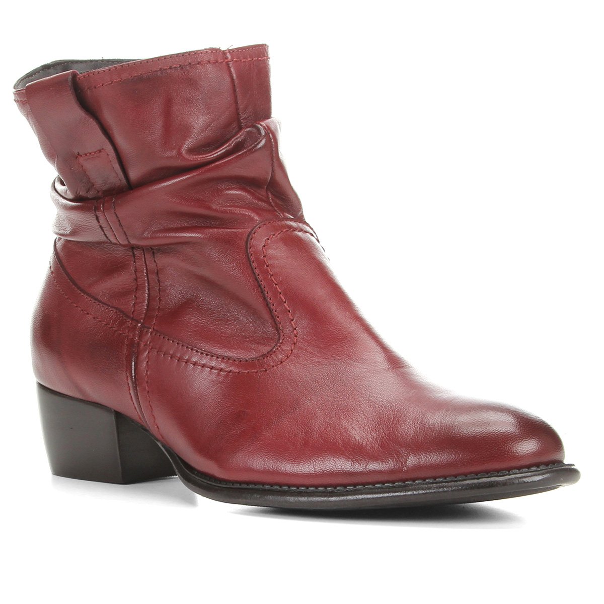 Bota Couro Shoestock Slouch Cano Curto Feminina