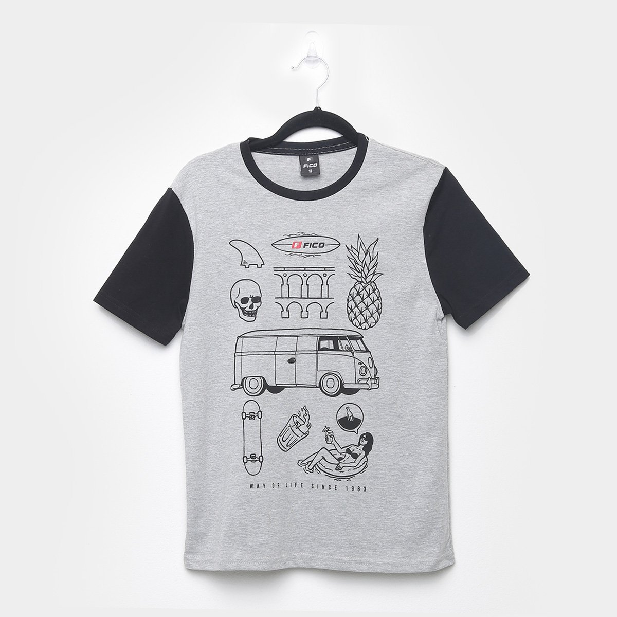 Camiseta Juvenil Fico Estampada Manga Curta Masculina
