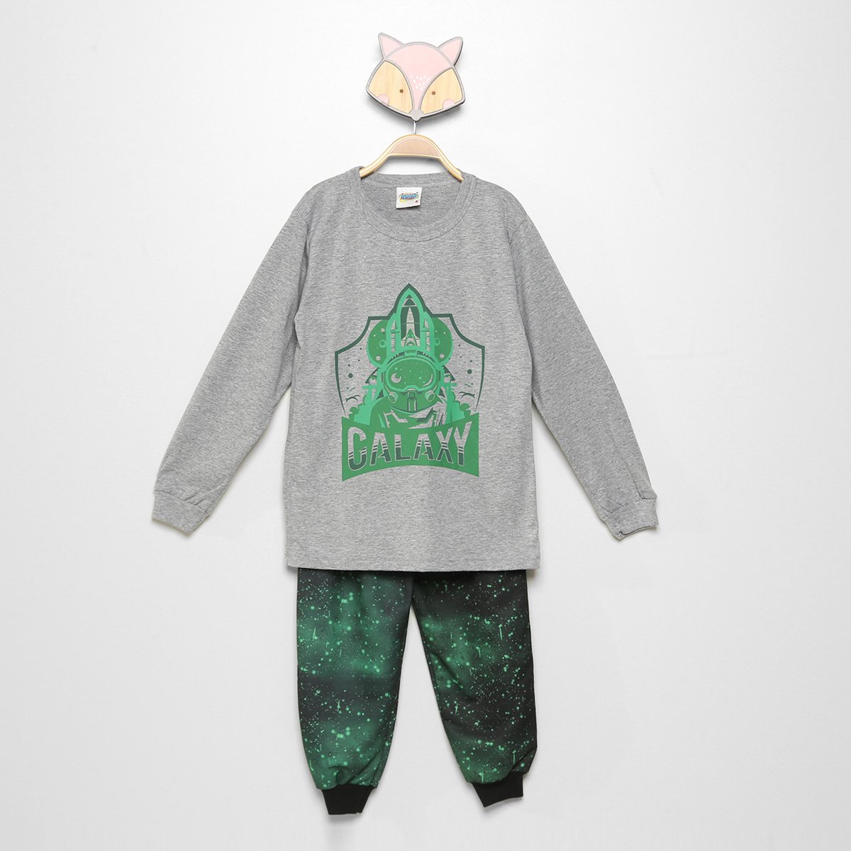 Pijama Infantil Longo Duzizo Listrado Brilha No Escuro