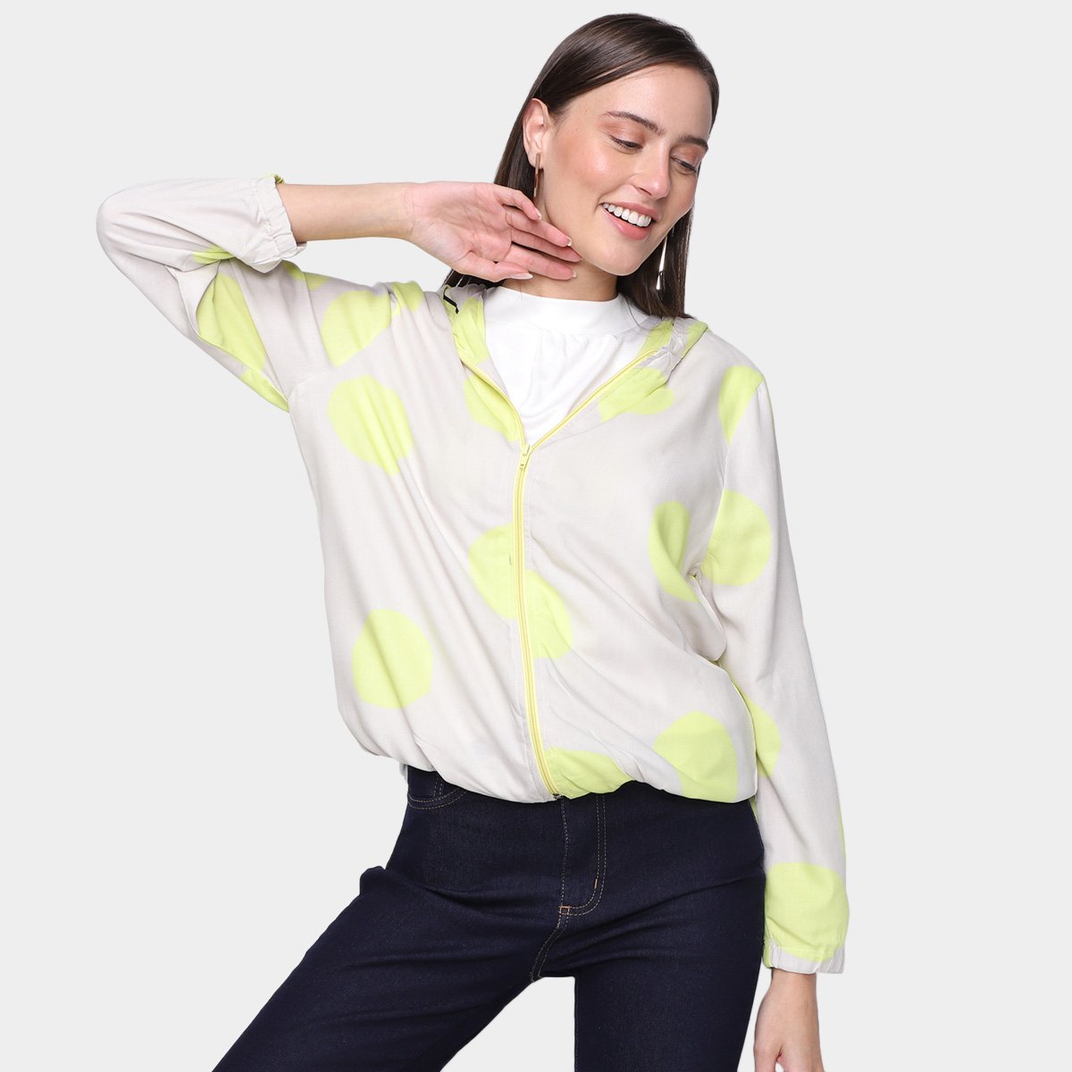 Jaqueta Mercatto Estampada Com Capuz Feminina