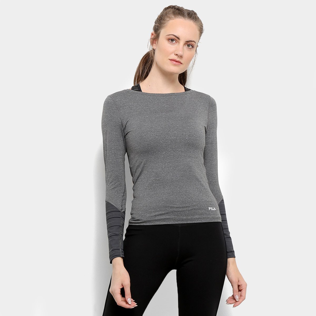 Camiseta Fila Fit Stripes Manga Longa Feminina