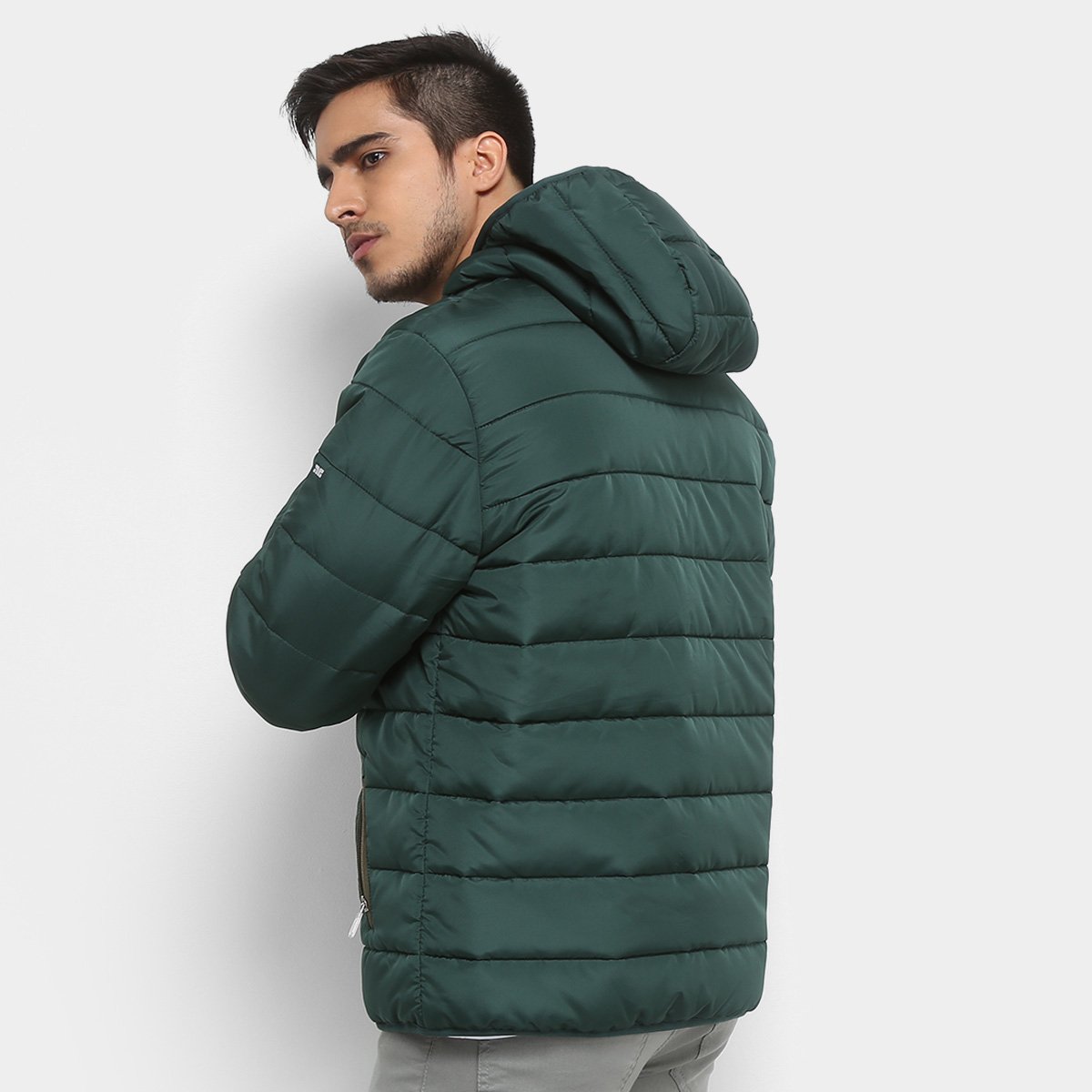 jaqueta puffer treebo básica capuz masculina