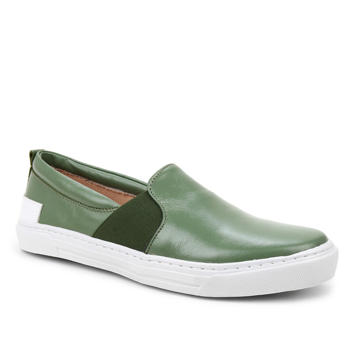 Slip On Couro Shoestock Elástico Feminino