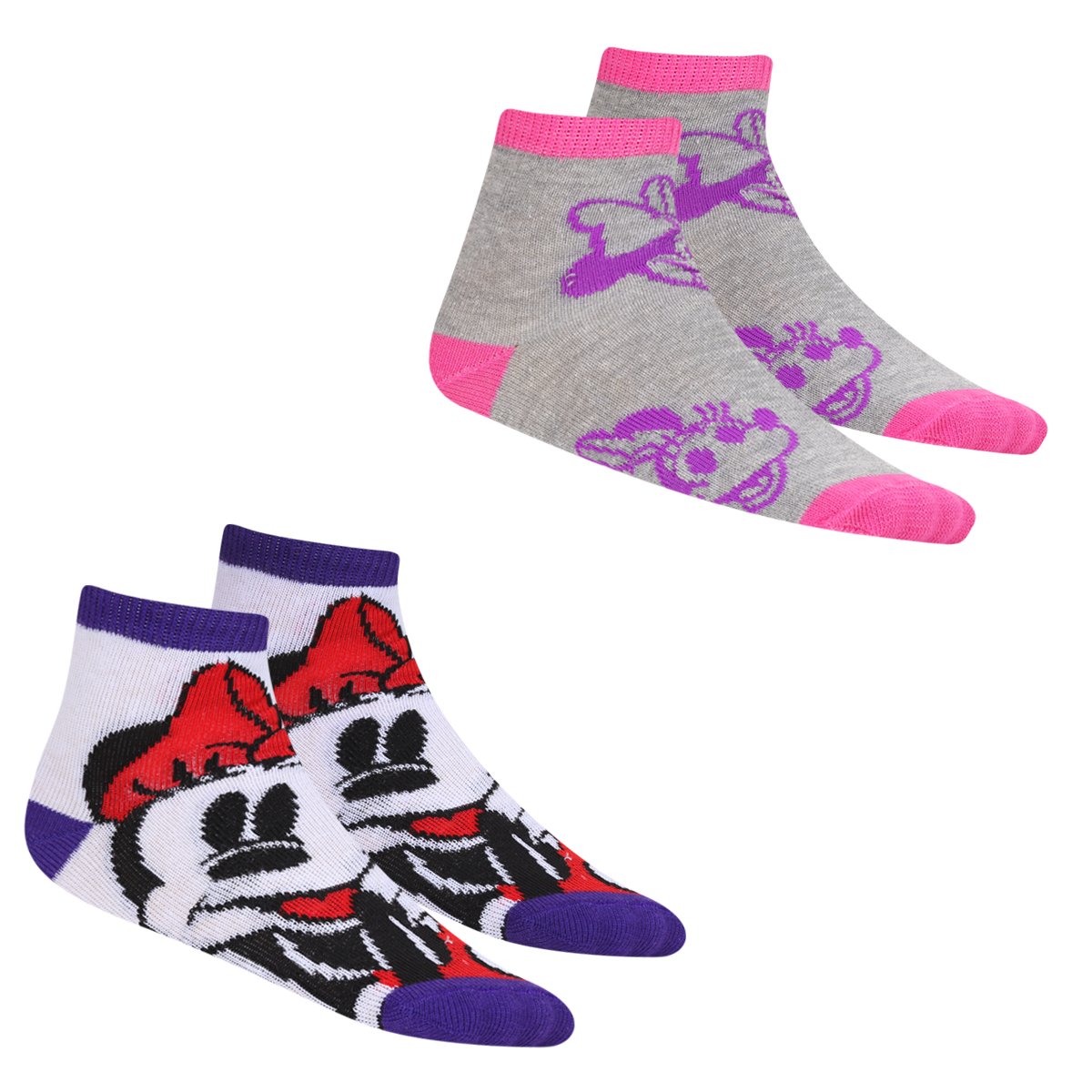Kit Meia Infantil Disney Minnie Cano Médio 2 Pares Feminino