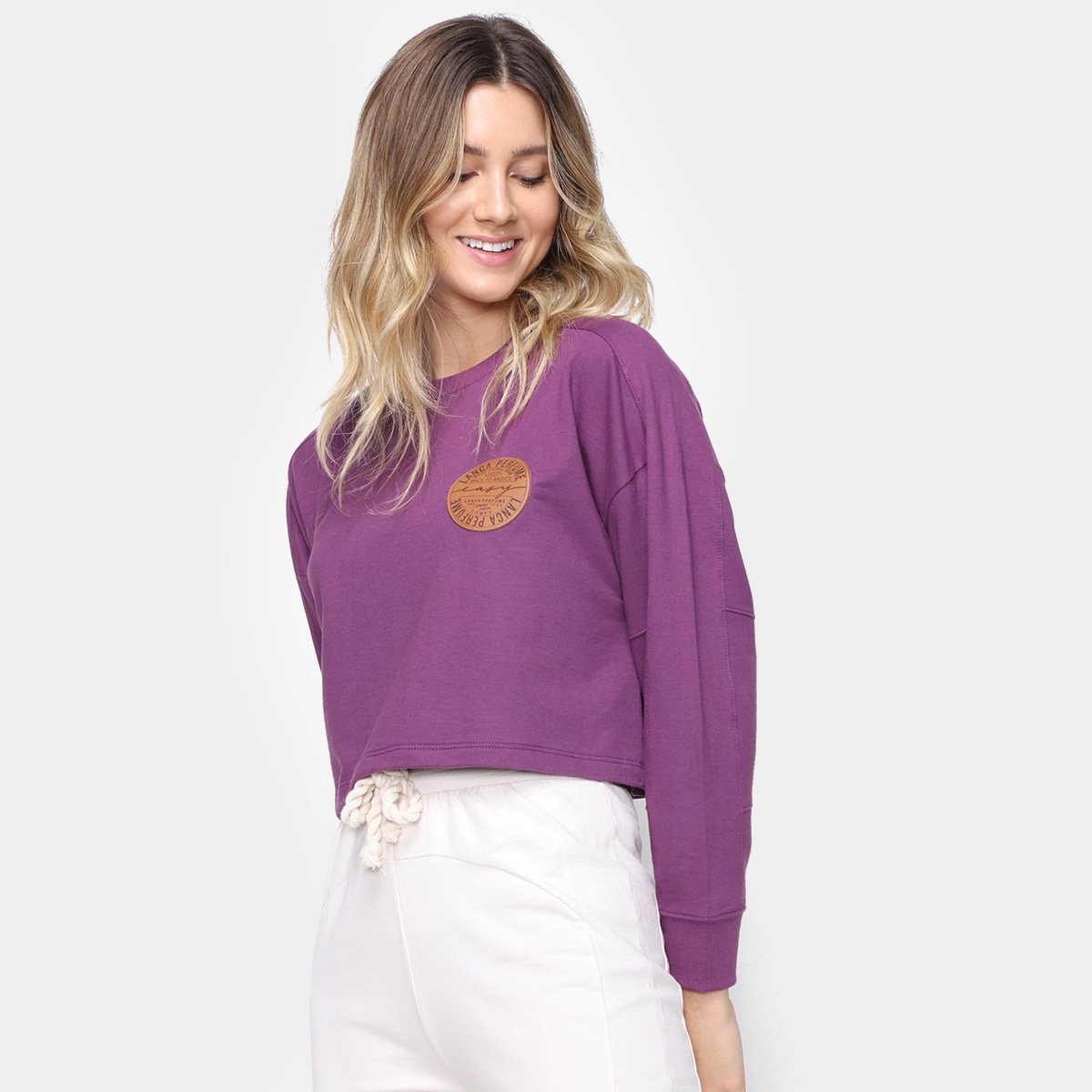 Moletom Cropped Lança Perfume Logo Feminino