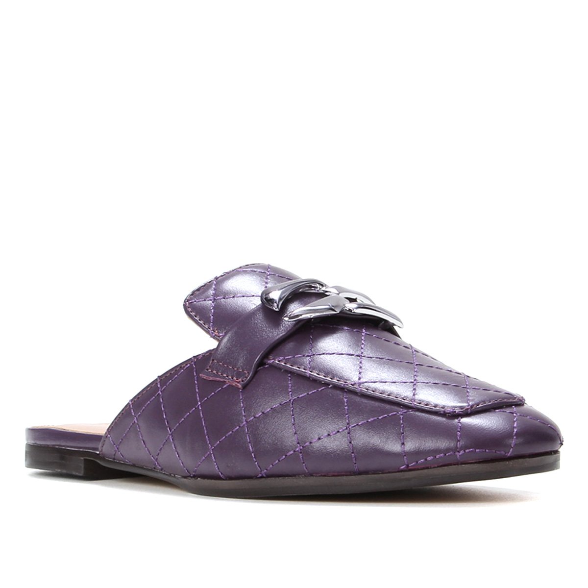 Mule Couro Shoestock Matelassê Metal