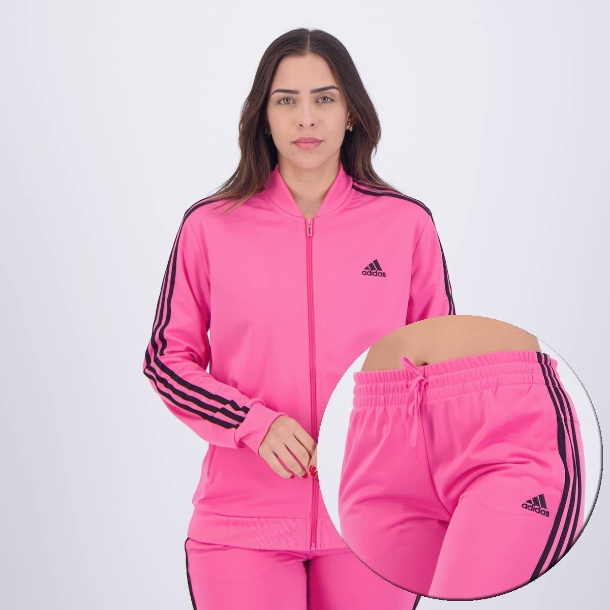 Agasalho Adidas Stripes Feminino Rosa Zattini