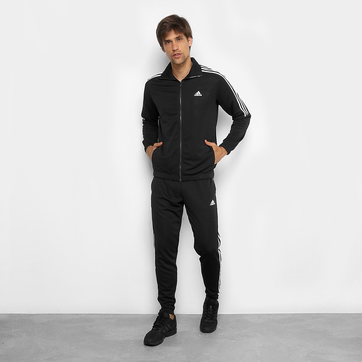 Agasalho Adidas Tiro Masculino - Branco+Preto Menor preço em Agasalho Adidas Tiro Masculino - Branco+Preto