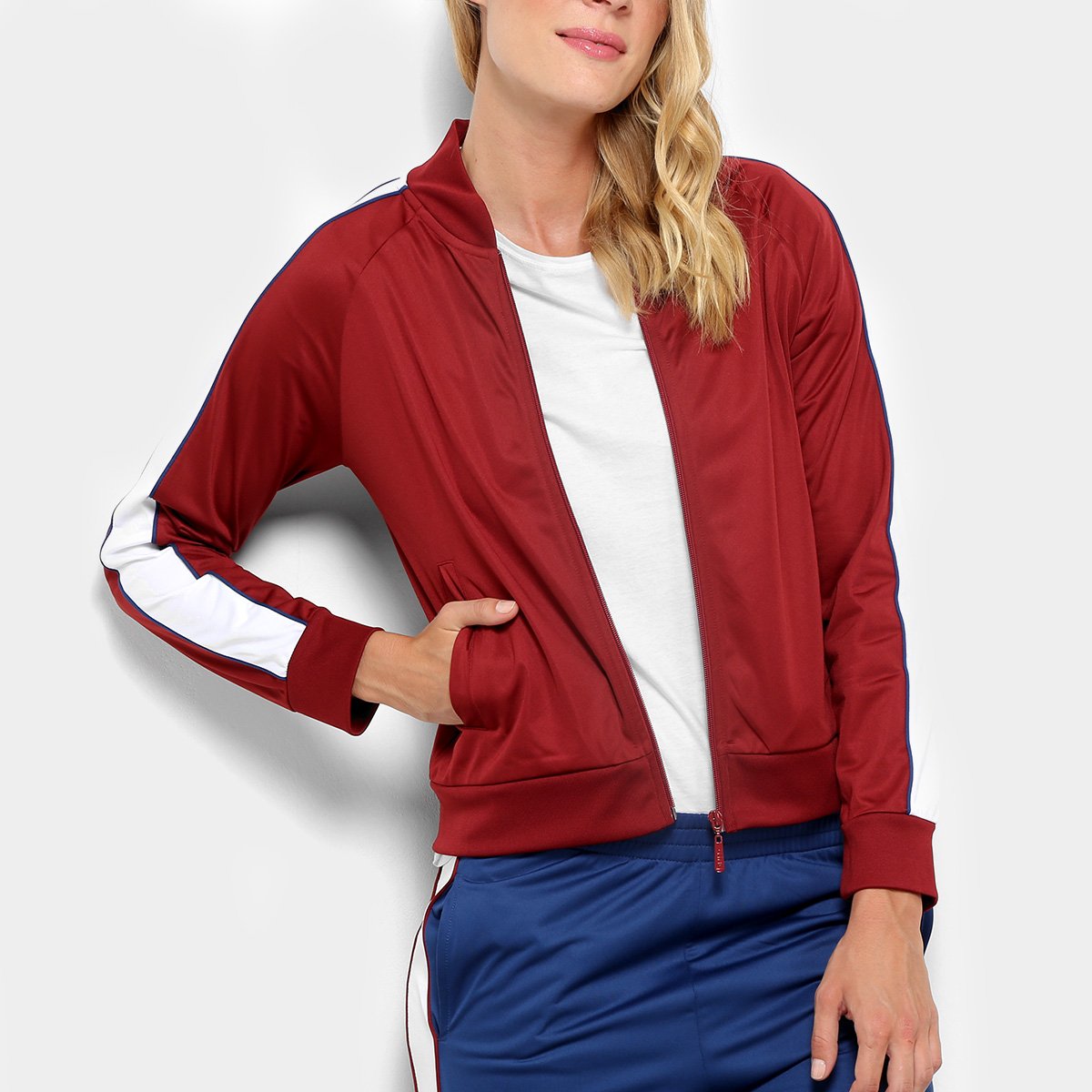 jaqueta burn helanca listras masculina