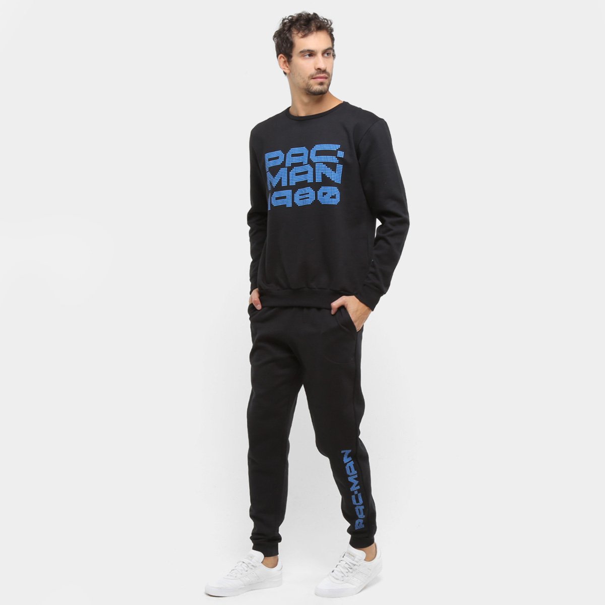 Agasalho Moletom Pacman Blusa e Calça Letters Masculino - Preto Menor preço em Agasalho Moletom Pacman Blusa e Calça Letters Masculino - Preto