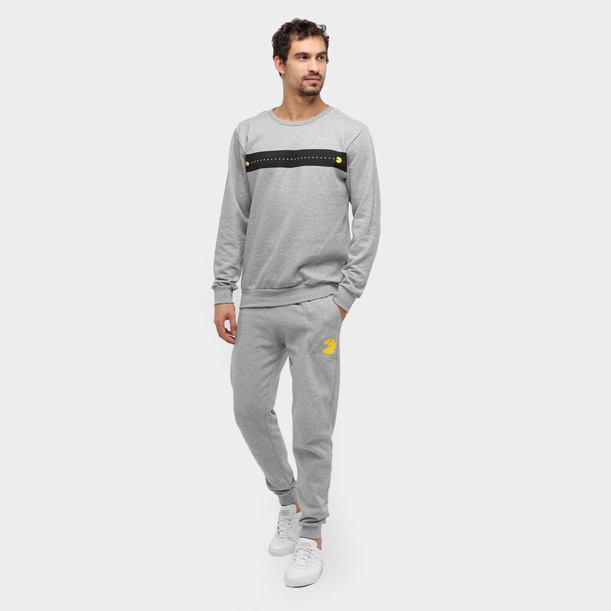 Agasalho Moletom Pacman Blusa e Calça Line Masculino - Mescla Claro Menor preço em Agasalho Moletom Pacman Blusa e Calça Line Masculino - Mescla Claro