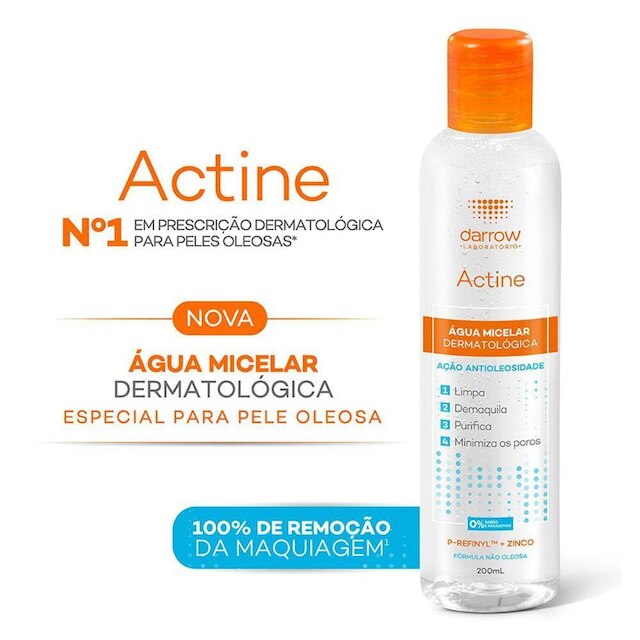 Água Micelar Actine - Água Micelar Dermatológica 200ml