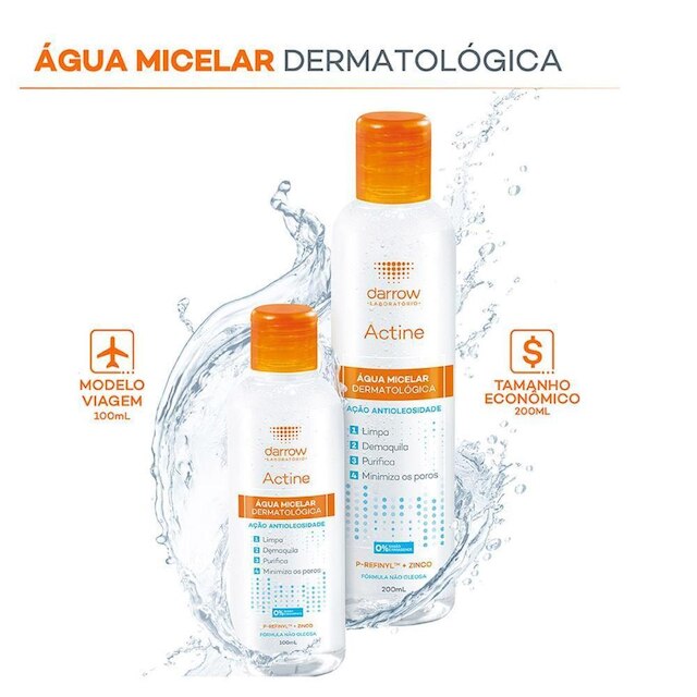 Água Micelar Actine - Água Micelar Dermatológica 200ml