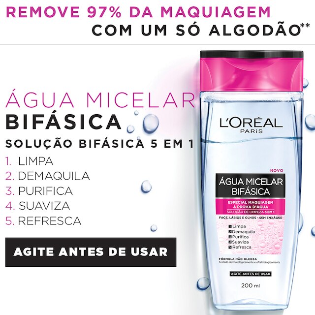 Água Micelar Bifásica L'Oréal Paris - 200ml