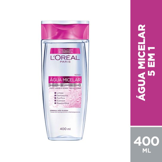 Água Micelar L'Oréal Paris Solução de Limpeza Facial 5 em 1 400ml - Incolor