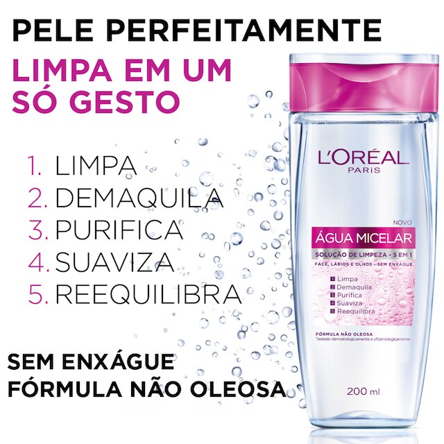 Água Micelar Solução de Limpeza 5 em 1 L'Oréal Paris - 100ml
