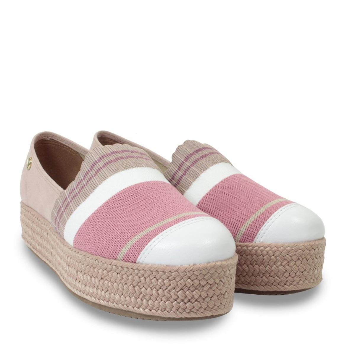 slip on flatform vizzano listras rosa