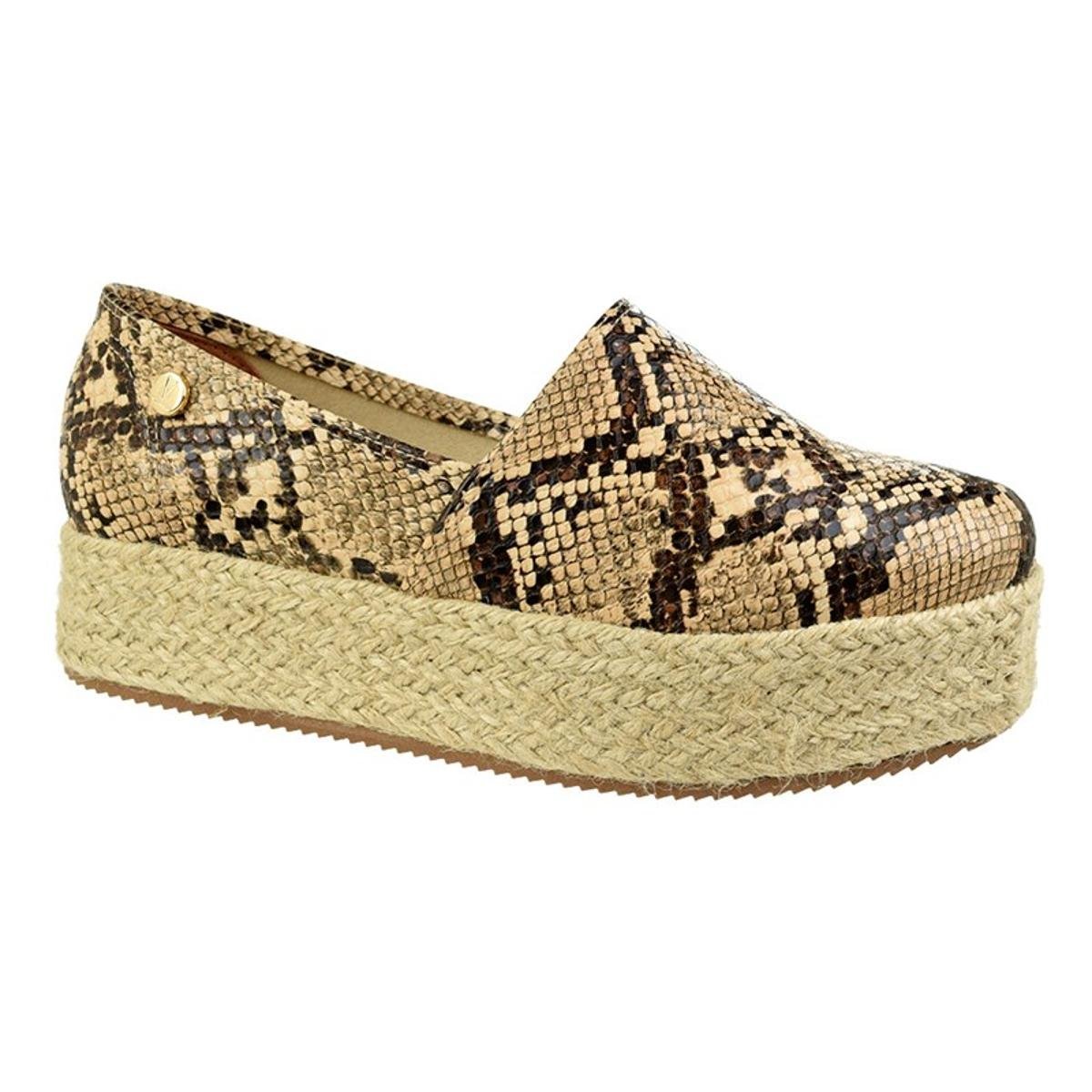 Alpargata Flatform Vizzano Snake Feminina - Bege e Marrom Menor preço em Alpargata Flatform Vizzano Snake Feminina - Bege e Marrom