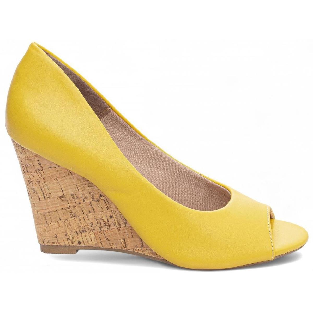 Sandalia Feminina Amarela Anabela Compre Online Zattini