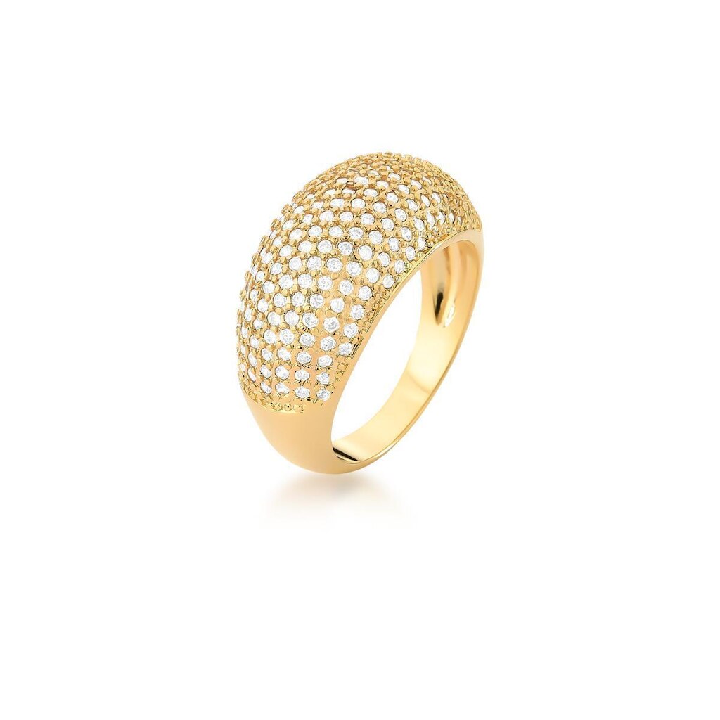 Anel Banhado a Ouro Abaulado Curvo com Zirconia