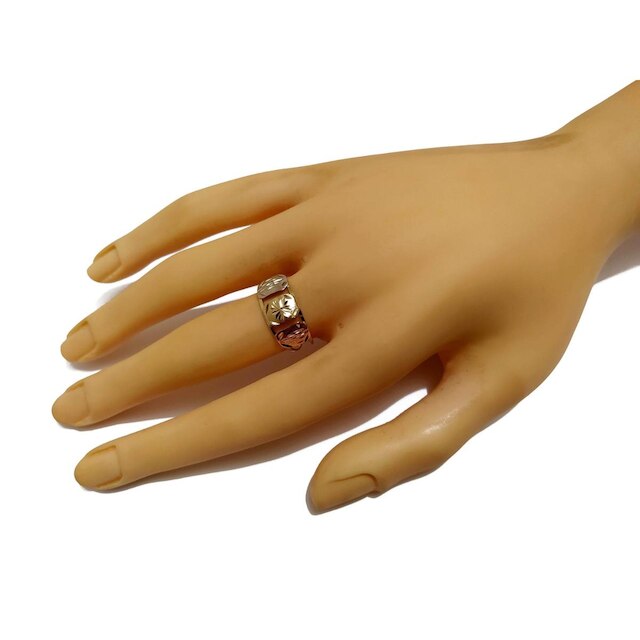 Anel Em Ouro 10k 416 3 Chapas Octogonal