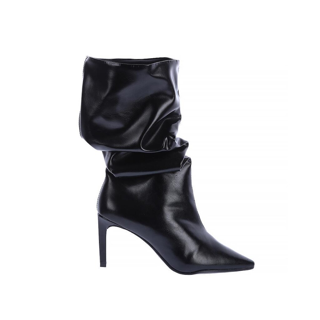 Angel - Bota Slouchy Feminina Salto Fino Bico Fino Preta
