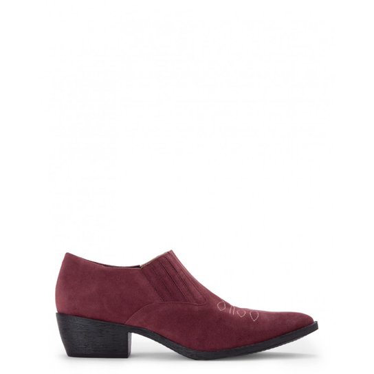 Ankle Boot Amaro Chelsea Western Pespontos Feminina - Bordô