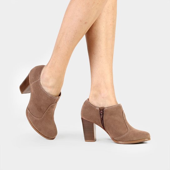 Ankle Boot Azaleia Salto Grosso - Bege