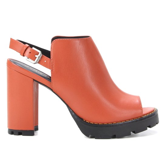 Ankle Boot Couro Carrano Tratorada - Laranja Escuro